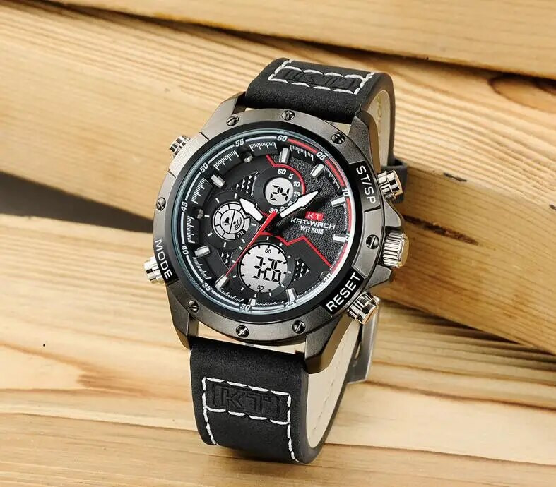 Ujumine 50M sport, suur sihverplaadiga, nahast veekindel käekell, meeste välistingimustes kasutatavad digikellad LED-elektrooniline sõjaväe äratuskell meeste jaoks UUS