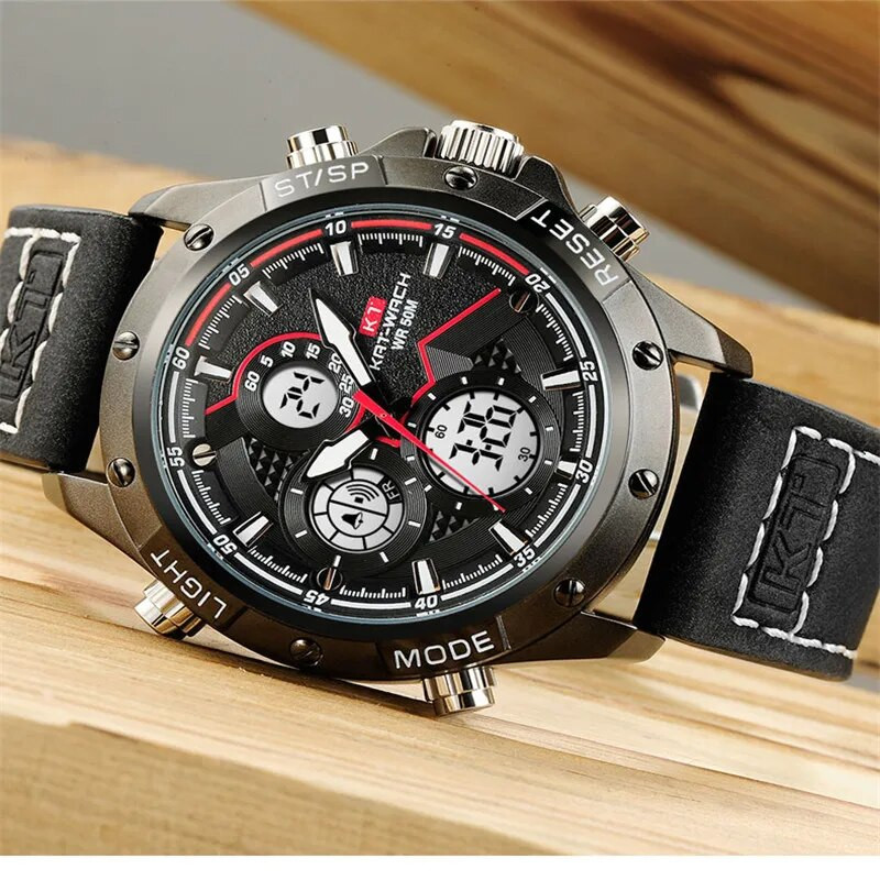 Ujumine 50M sport, suur sihverplaadiga, nahast veekindel käekell, meeste välistingimustes kasutatavad digikellad LED-elektrooniline sõjaväe äratuskell meeste jaoks UUS