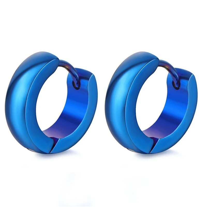 Roostevabast terasest rõngaskõrvarõngad Sinised mustad värvilised ümmargused kõrvarõngad naistele meestele punk vintage ehe kingitus