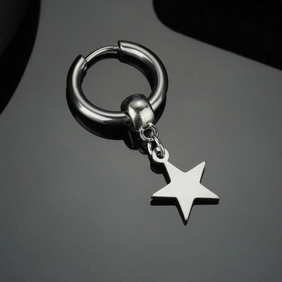 Сребриста неръждаема стомана Never Fade Star Charm Корейска капка обеца за жени Сватбени бижута