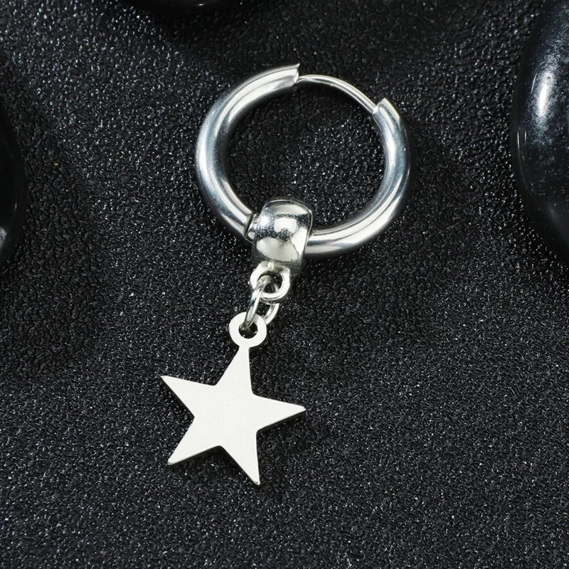 Ασημένιο ανοξείδωτο ατσάλι Never Fade Star Charm Κορεατικό σκουλαρίκι σταγόνας για γυναίκες Κοσμήματα γαμήλιας δήλωσης