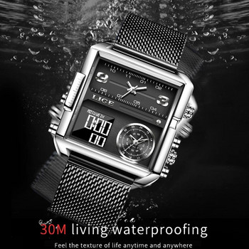 Ανδρικό LIGE Ψηφιακό Ρολόι Στρατιωτικό Αθλητικό Διπλό Ρολόγια Μεγάλα Μόδα Αδιάβροχο Ηλεκτρονικό Ανδρικό ρολόι χειρός Ανδρικό Relogio Masculino