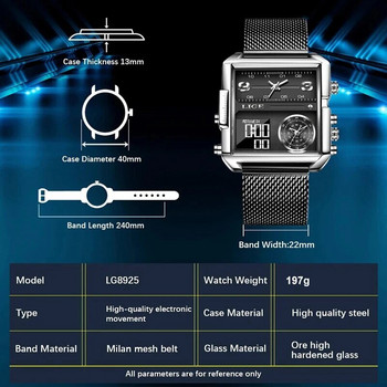 LIGE мъжки цифров часовник военен спортен двоен дисплей голям часовник моден водоустойчив електронен ръчен часовник Relogio Masculino