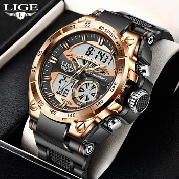 LIGE Топ марка луксозен електронен кварцов мъжки часовник Военен цифров часовник за мъже Модни водоустойчиви светещи спортни ръчни часовници
