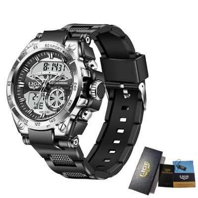 LIGE Κορυφαία μάρκα πολυτελείας ανδρικό ρολόι χαλαζία Στρατιωτικό ψηφιακό ρολόι για άνδρες μόδα Αδιάβροχα φωτεινά αθλητικά ρολόγια χειρός