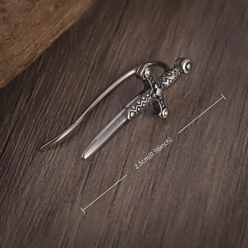 Gotikiniai kardo auskarai Hipoalerginiai ausų segtukai, vyriški ir moteriški punk hiphopo roko papuošalai
