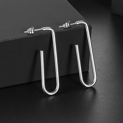 1 pora nerūdijančio plieno U formos sąvaržėlių auskarai moterims, mergaičių kilpiniai hiphopo ausų papuošalai