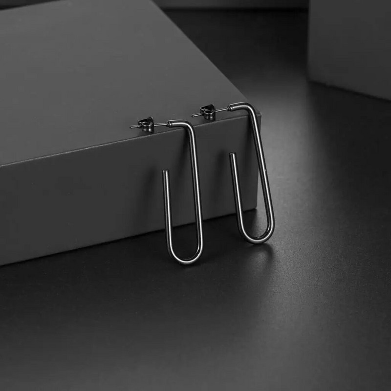 1 pora nerūdijančio plieno U formos sąvaržėlių auskarai moterims, mergaičių kilpiniai hiphopo ausų papuošalai