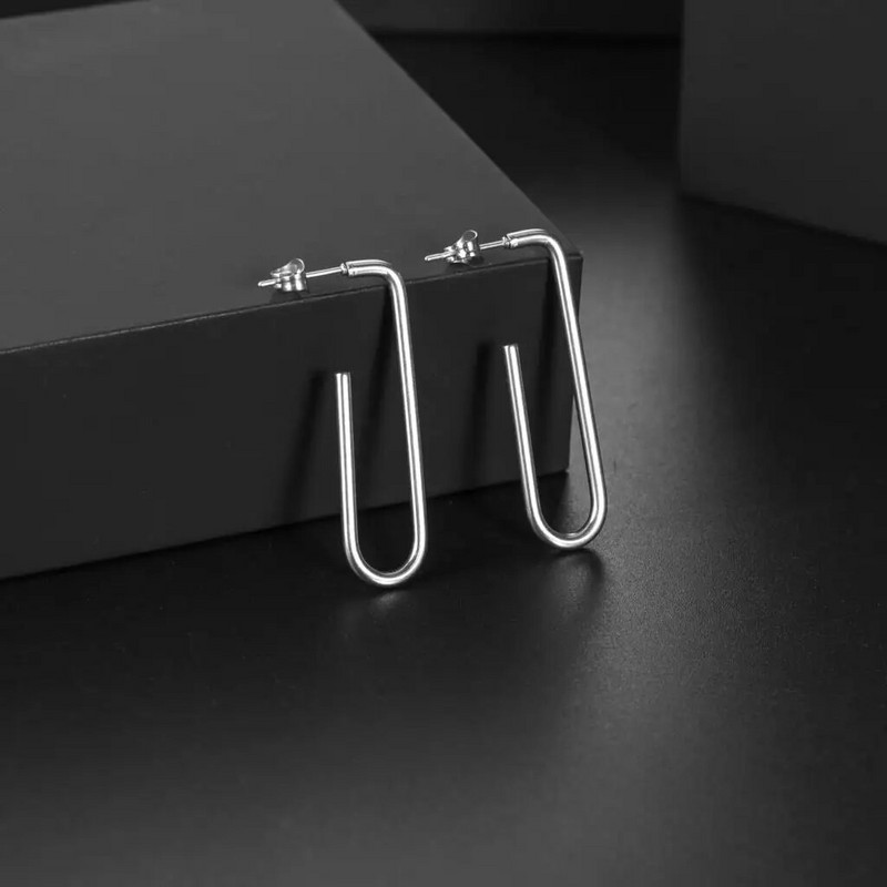 1 pora nerūdijančio plieno U formos sąvaržėlių auskarai moterims, mergaičių kilpiniai hiphopo ausų papuošalai