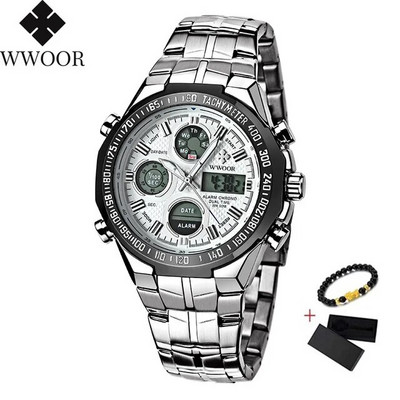 WWOORi digitaalne LED-elektrooniline meeste luksuslik suure numbrilauaga spordikell Kuldne veekindel täisterasest kvartsist sõjaväelised meeste käekellad 2020