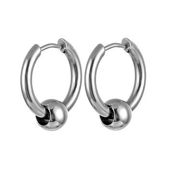 Σκουλαρίκια από ανοξείδωτο ατσάλι κυκλικές χάντρες Σκουλαρίκια Huggie Hoop για άνδρες Γυναικεία, 2 τμχ