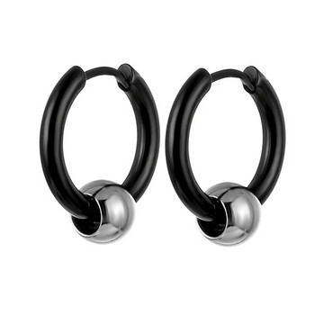 Σκουλαρίκια από ανοξείδωτο ατσάλι κυκλικές χάντρες Σκουλαρίκια Huggie Hoop για άνδρες Γυναικεία, 2 τμχ
