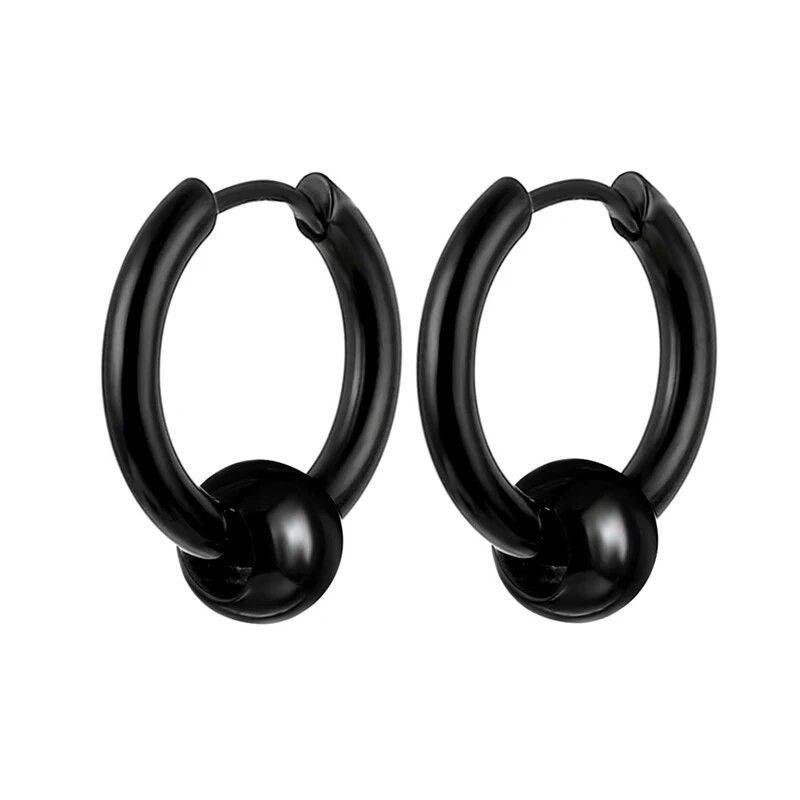 Nerūdijančio plieno auskarai apskritimo karoliukai Huggie Hoop auskarai vyrams, moterys, 2 vnt.