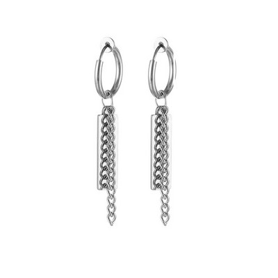 Roostevabast terasest liigendiga kõrvaklambrid meestele Naiste punkmood Unisex kõrvaklambrid mittetorgavad kõrvarõngad