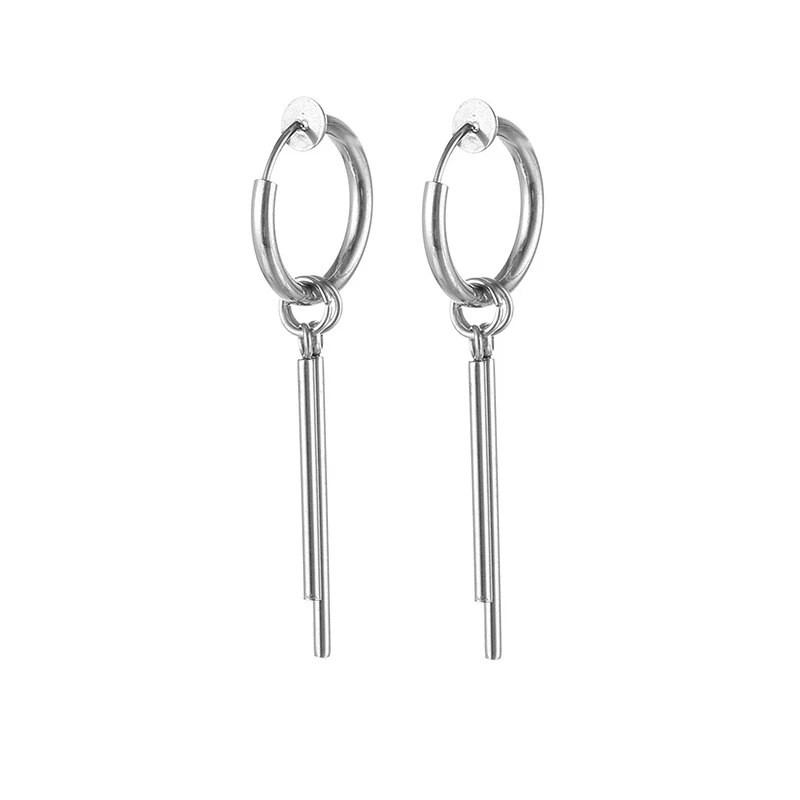 Roostevabast terasest liigendiga kõrvaklambrid meestele Naiste punkmood Unisex kõrvaklambrid mittetorgavad kõrvarõngad