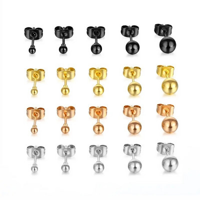 Simple Design Bead Stainless Steel Stud Earrings for Men Women Basic Piercing Earring Jewelry