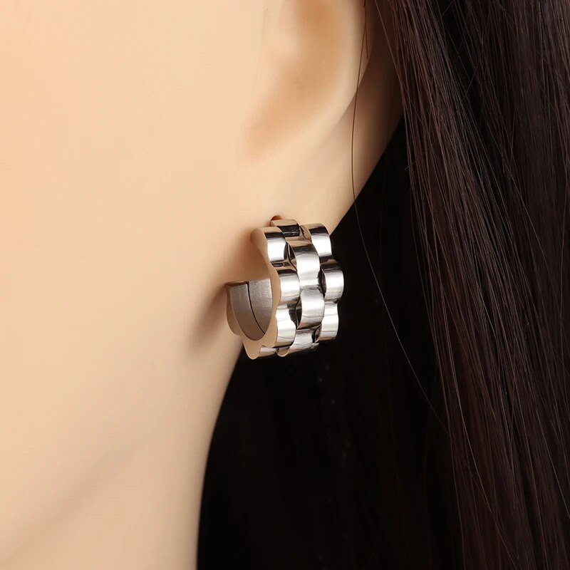 Modne kreativne valovite naušnice s klinovima u obliku slova C Hipoalergenske naušnice od nehrđajućeg čelika Ženski trendi nakit za punk parove Poklon