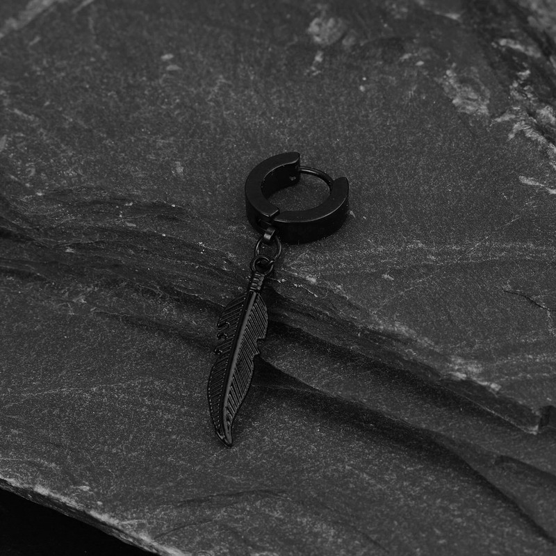 Madingi plunksnų auskarai Punk Rock stiliaus moterims Vyrams Aukštos kokybės nerūdijančio plieno lapeliai Hiphop ausų papuošalai