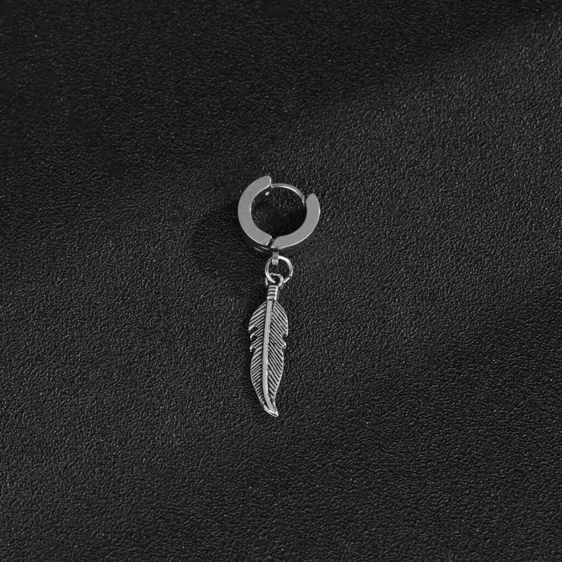 Madingi plunksnų auskarai Punk Rock stiliaus moterims Vyrams Aukštos kokybės nerūdijančio plieno lapeliai Hiphop ausų papuošalai