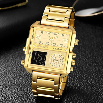 SANDA 2023 Ръчен часовник за личност Бизнес мъжки часовник Моден квадратен електронен часовник Готин светещ часовник от неръждаема стомана