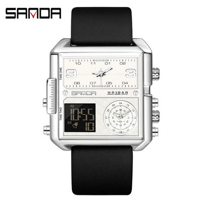 SANDA 2023 Wrist Watch For Personality Ανδρικό ρολόι Fashion Square Ηλεκτρονικό ρολόι Cool από ανοξείδωτο ατσάλι φωτεινό ρολόι