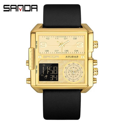 SANDA 2023 Wrist Watch For Personality Ανδρικό ρολόι Fashion Square Ηλεκτρονικό ρολόι Cool από ανοξείδωτο ατσάλι φωτεινό ρολόι