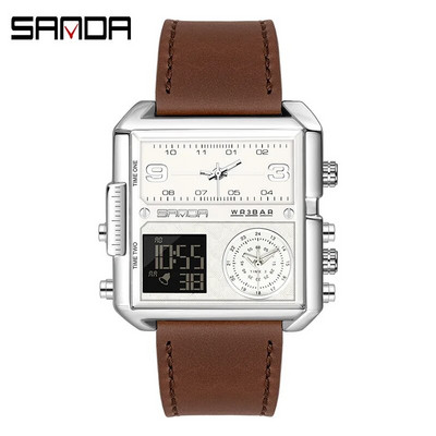 SANDA 2023 Wrist Watch For Personality Ανδρικό ρολόι Fashion Square Ηλεκτρονικό ρολόι Cool από ανοξείδωτο ατσάλι φωτεινό ρολόι