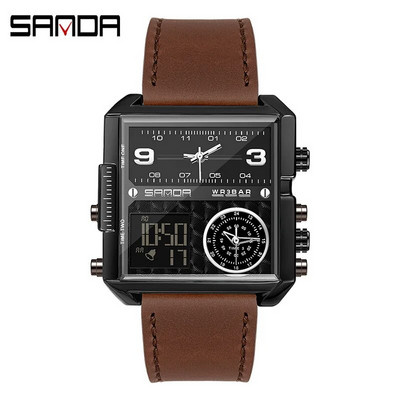 SANDA 2023 Wrist Watch For Personality Ανδρικό ρολόι Fashion Square Ηλεκτρονικό ρολόι Cool από ανοξείδωτο ατσάλι φωτεινό ρολόι