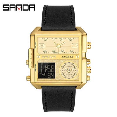 SANDA 2023 Wrist Watch For Personality Ανδρικό ρολόι Fashion Square Ηλεκτρονικό ρολόι Cool από ανοξείδωτο ατσάλι φωτεινό ρολόι
