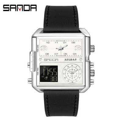 SANDA 2023 Wrist Watch For Personality Ανδρικό ρολόι Fashion Square Ηλεκτρονικό ρολόι Cool από ανοξείδωτο ατσάλι φωτεινό ρολόι