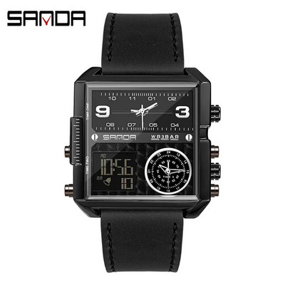 SANDA 2023 Wrist Watch For Personality Ανδρικό ρολόι Fashion Square Ηλεκτρονικό ρολόι Cool από ανοξείδωτο ατσάλι φωτεινό ρολόι