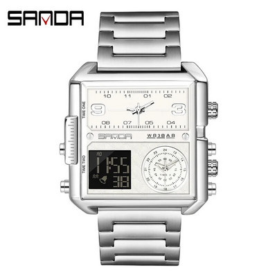 SANDA 2023 Wrist Watch For Personality Ανδρικό ρολόι Fashion Square Ηλεκτρονικό ρολόι Cool από ανοξείδωτο ατσάλι φωτεινό ρολόι