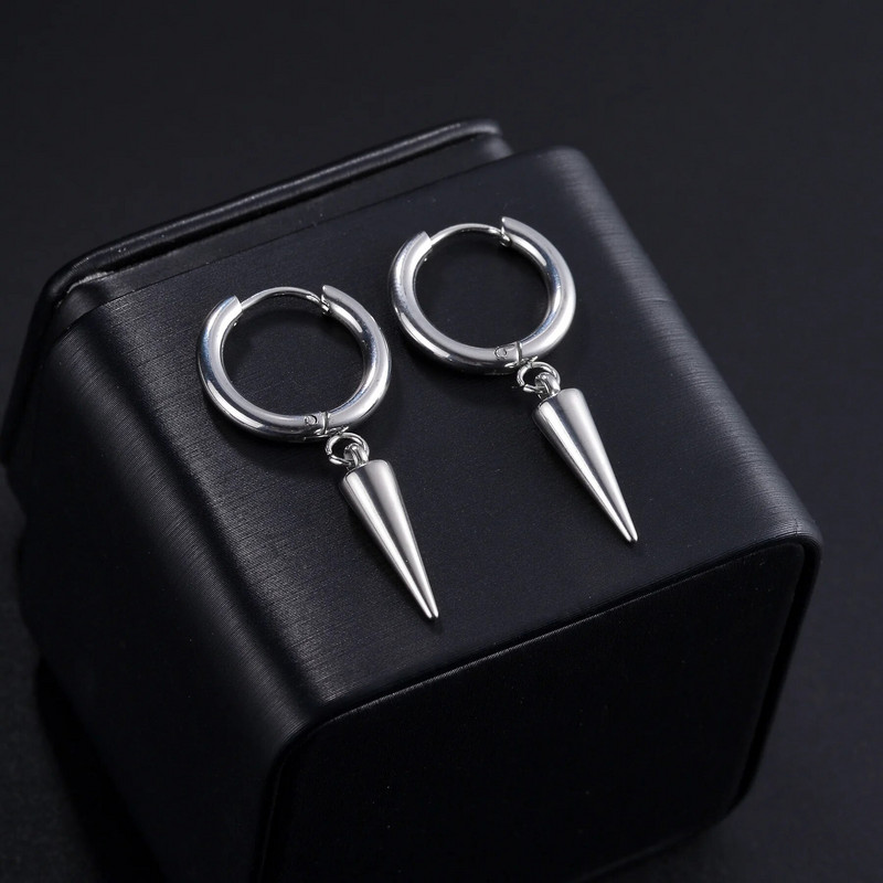 Punk Spike Rivet Drop Auskarai Moterims Nerūdijančio plieno Huggie Auskarai Auskarai Auskarai Auskarai Gotikiniai papuošalai Priedai