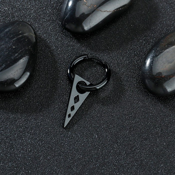 Σκουλαρίκια Huggie Dangle από ανοξείδωτο ατσάλι Ανδρικά σκουλαρίκια μαύρα τριγωνικά σκουλαρίκια γοτθικό σκουλαρίκι πανκ στυλ