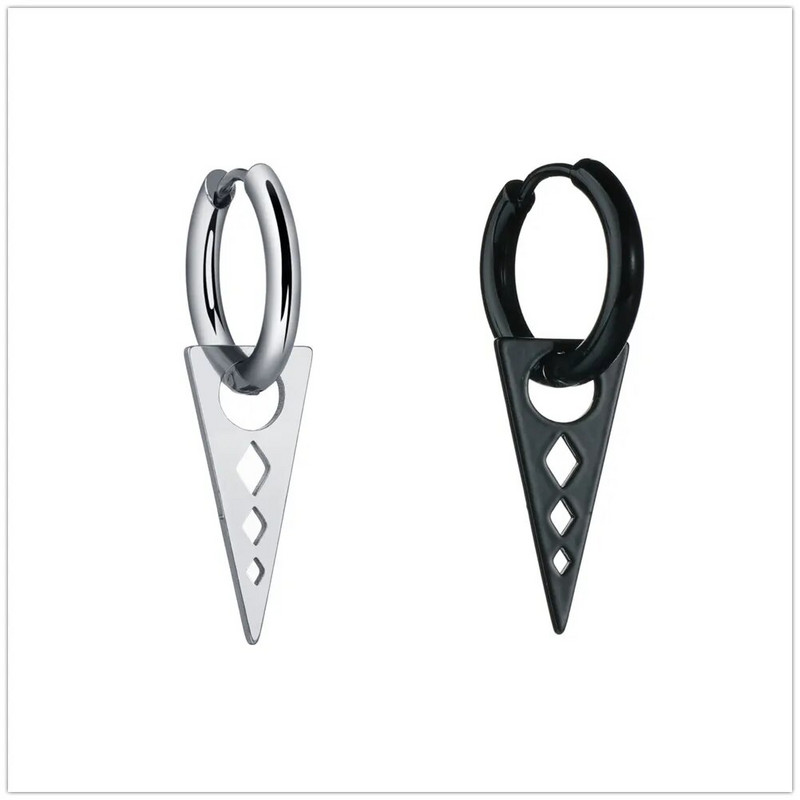 Roostevabast terasest Stud Huggie rippuvad kõrvarõngad naistele Meeste must kolmnurkkõrvarõngad Punk stiilis gooti kõrvarõngad