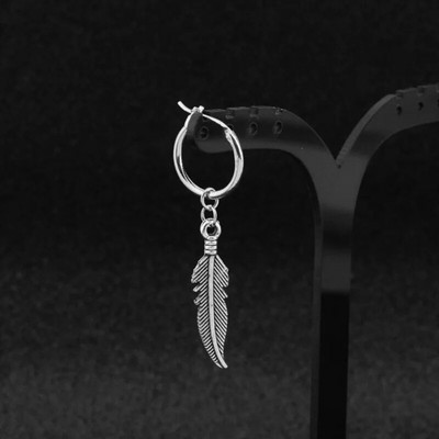 SOHOT noi cercei unisex vintage cu frunze cu pene, metal, oțel inoxidabil, bijuterii cu ridicata pentru bărbați, punk, hip hop, bar, cadou șic de petrecere