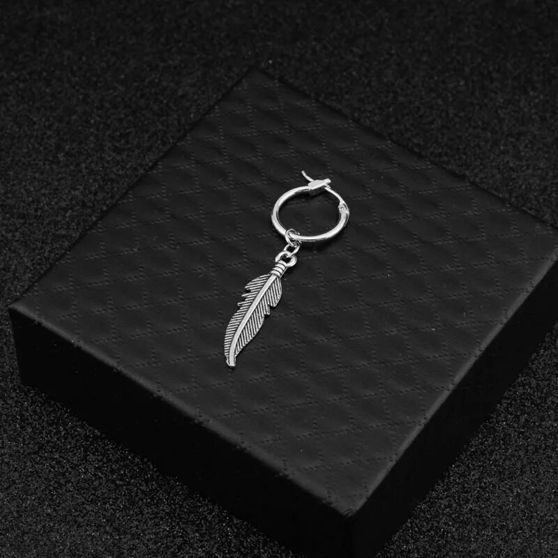 SOHOT Nove uniseks vintage naušnice s prstenom od perja i listova Metalni nehrđajući čelik Muški veleprodajni nakit Punk Hip Hop Bar Party Chic Poklon