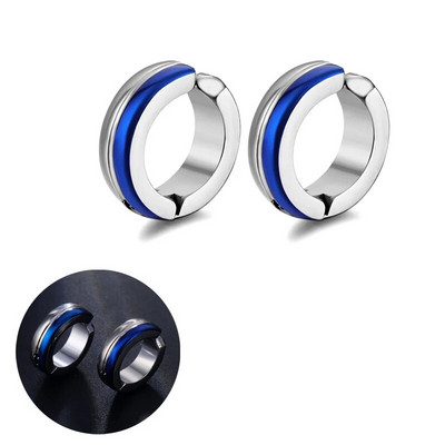 Uus moodne roostevabast terasest sinine ümmargune kõrvamansett naistele meestele peoehted kinnitusklamber kõrvarõngastele, kõrvarõngaste kingitused