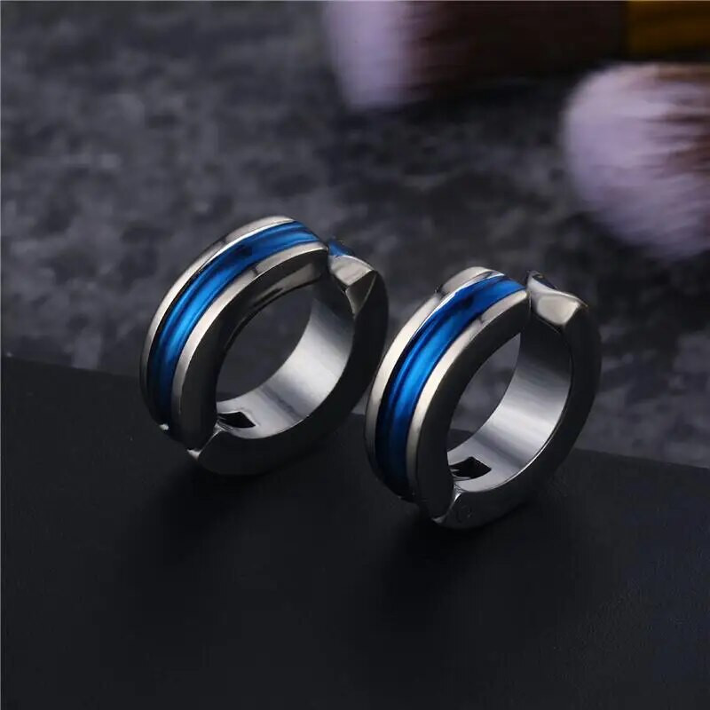 Uus moodne roostevabast terasest sinine ümmargune kõrvamansett naistele meestele peoehted kinnitusklamber kõrvarõngastele, kõrvarõngaste kingitused