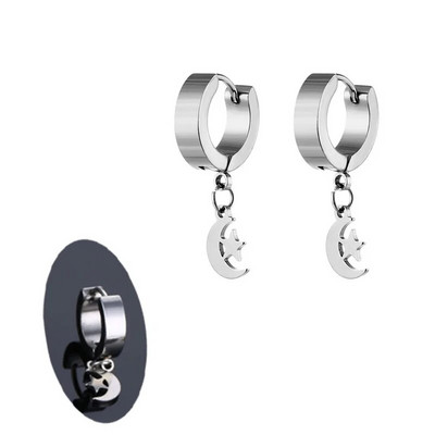 Σκουλαρίκια από ανοξείδωτο ατσάλι Small Moon Star για γυναίκες Ανδρικά κοσμήματα για τρυπήματα