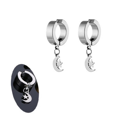 Σκουλαρίκια από ανοξείδωτο ατσάλι Small Moon Star για γυναίκες Ανδρικά κοσμήματα για τρυπήματα