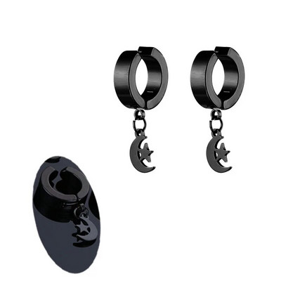 Σκουλαρίκια από ανοξείδωτο ατσάλι Small Moon Star για γυναίκες Ανδρικά κοσμήματα για τρυπήματα