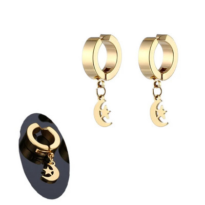 Σκουλαρίκια από ανοξείδωτο ατσάλι Small Moon Star για γυναίκες Ανδρικά κοσμήματα για τρυπήματα