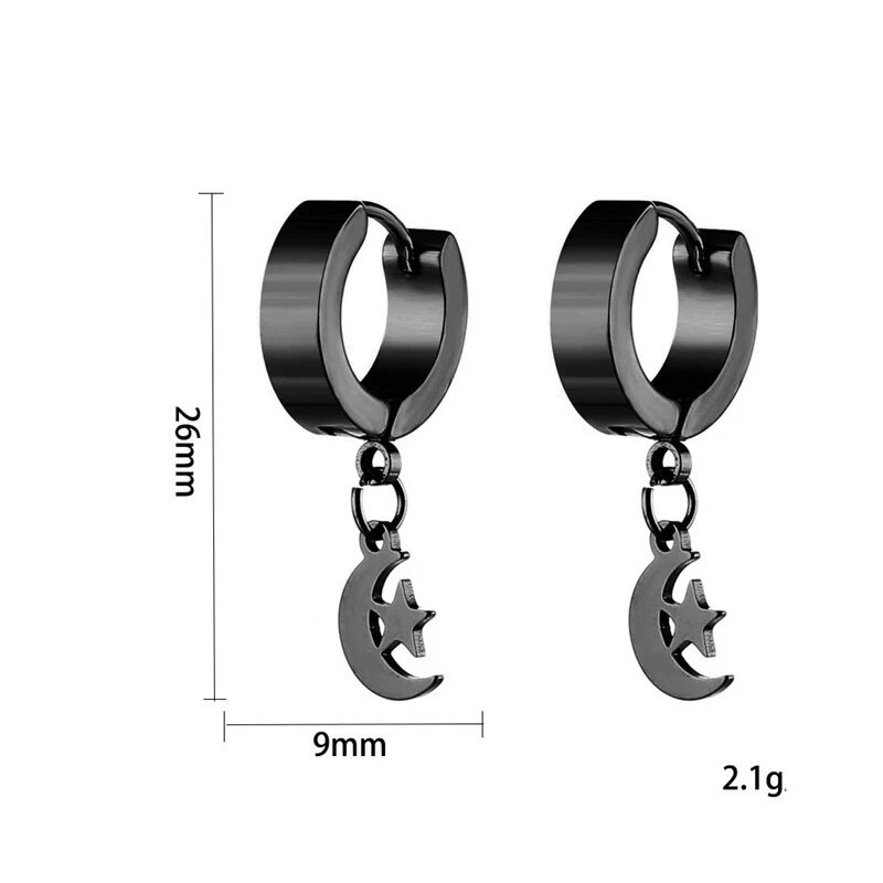 Σκουλαρίκια από ανοξείδωτο ατσάλι Small Moon Star για γυναίκες Ανδρικά κοσμήματα για τρυπήματα