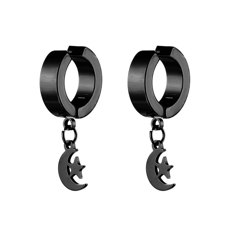 Σκουλαρίκια από ανοξείδωτο ατσάλι Small Moon Star για γυναίκες Ανδρικά κοσμήματα για τρυπήματα