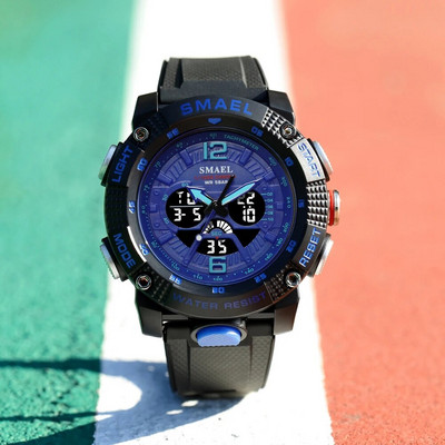 SMAEL kaheajaline digitaalne käekell meestele sõjaväespordi kronograaf kvartskäekell beež rihm kuupäeva elektroonilise kellaga meessoost