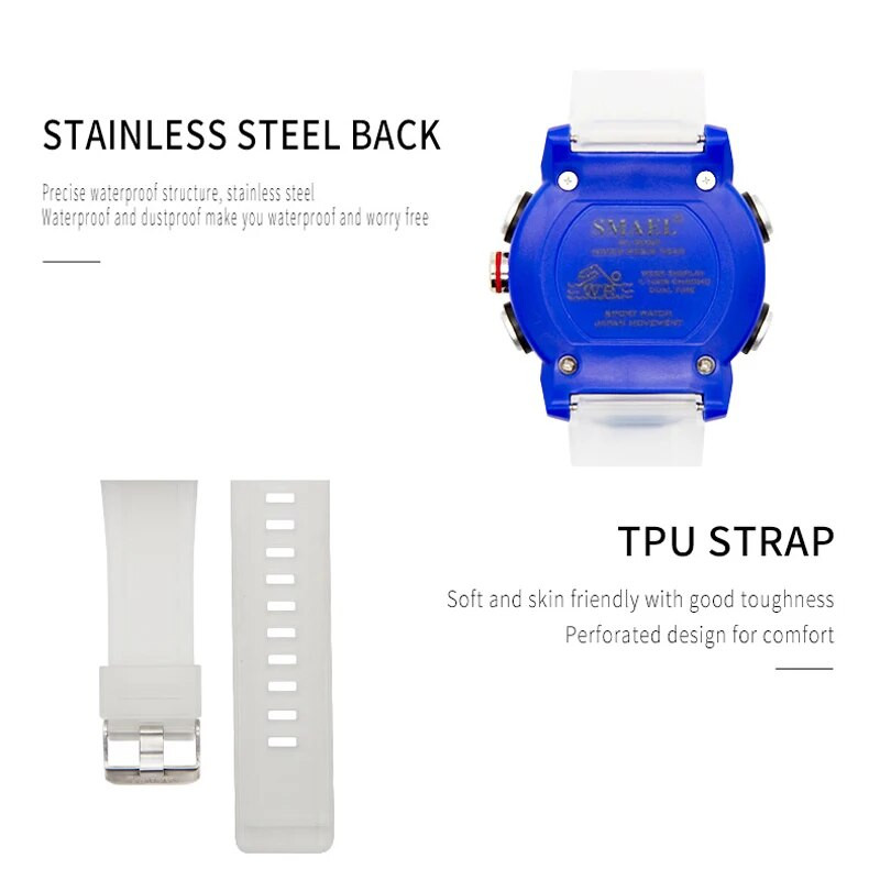 SMAEL kaheajaline digitaalne käekell meestele sõjaväespordi kronograaf kvartskäekell beež rihm kuupäeva elektroonilise kellaga meessoost