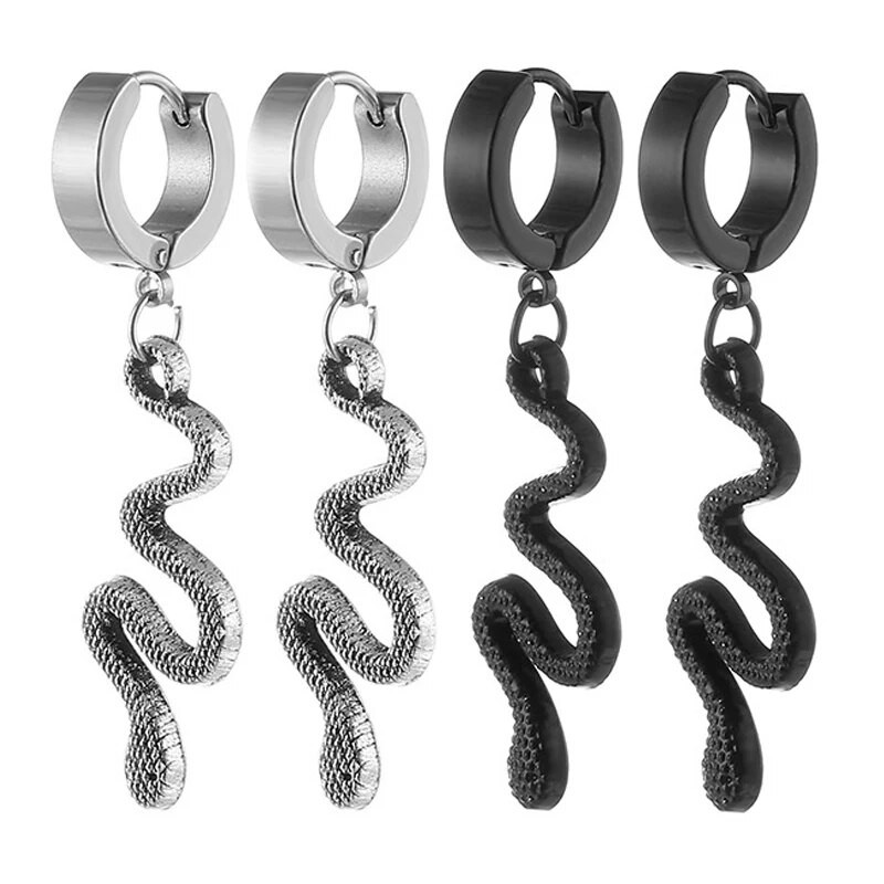 1 ζεύγος Punk ανοξείδωτο ατσάλι σκουλαρίκια με κρεμαστά φίδι Huggie σκουλαρίκια piercing σκουλαρίκι για άνδρες Γυναικεία