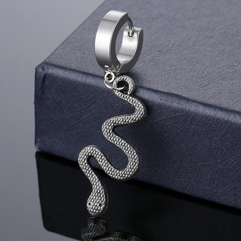 1 ζεύγος Punk ανοξείδωτο ατσάλι σκουλαρίκια με κρεμαστά φίδι Huggie σκουλαρίκια piercing σκουλαρίκι για άνδρες Γυναικεία