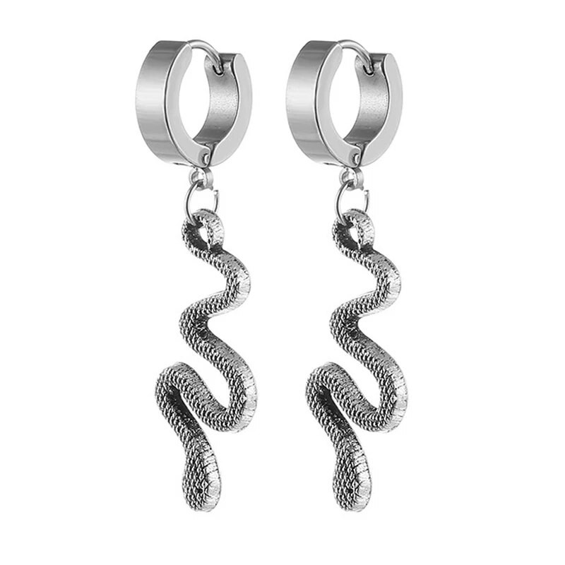 1 ζεύγος Punk ανοξείδωτο ατσάλι σκουλαρίκια με κρεμαστά φίδι Huggie σκουλαρίκια piercing σκουλαρίκι για άνδρες Γυναικεία